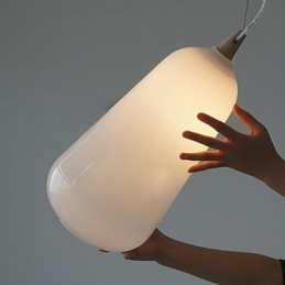 Lampada a sospensione in vetro bianco latte Natural Curve