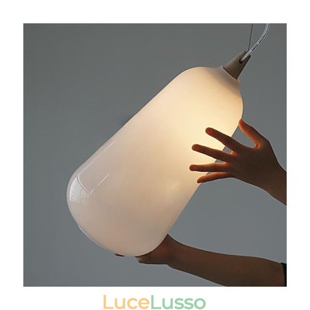 Lampada a sospensione in vetro bianco latte Natural Curve Lampada a sospensione in vetro bianco latte Natural Curve