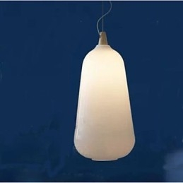 Lampada a sospensione in vetro bianco latte Natural Curve