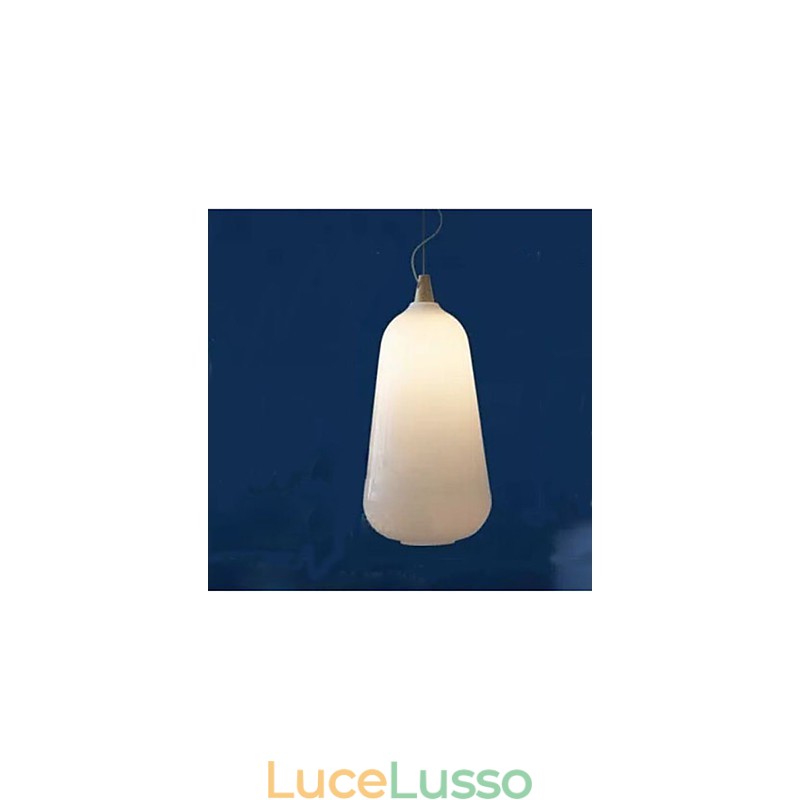 Lampada a sospensione in vetro bianco latte Natural Curve