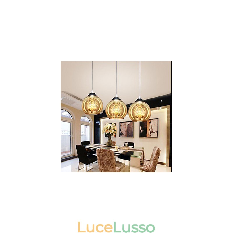 Lampada a sospensione a sfera in vetro tre