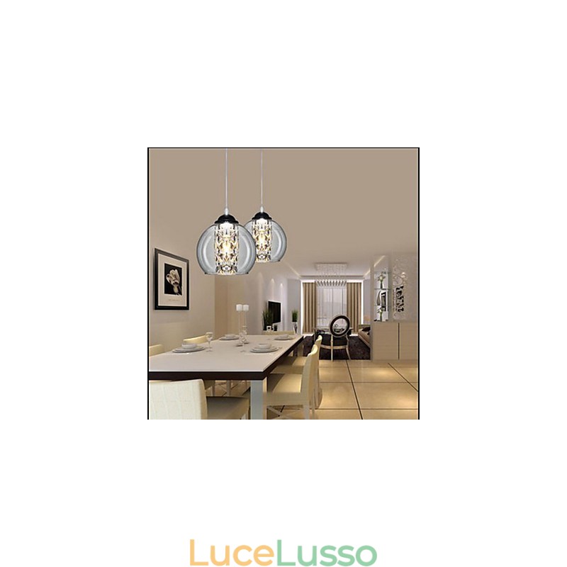 Lampada a sospensione a sfera in vetro tre