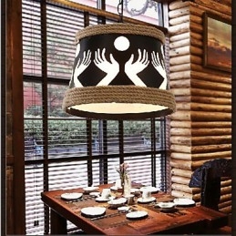 Lampadario pastorale semplice in stile retrò americano in canapa