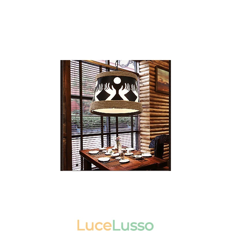 Lampadario pastorale semplice in stile retrò americano in canapa