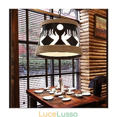 Lampadario pastorale semplice in stile retrò americano in canapa Lampadario pastorale semplice in stile retrò americano in canapa