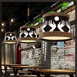 Lampadario pastorale semplice in stile retrò americano in canapa