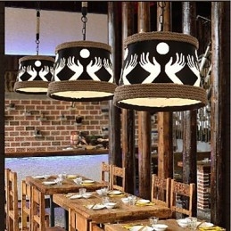 Lampadario pastorale semplice in stile retrò americano in canapa