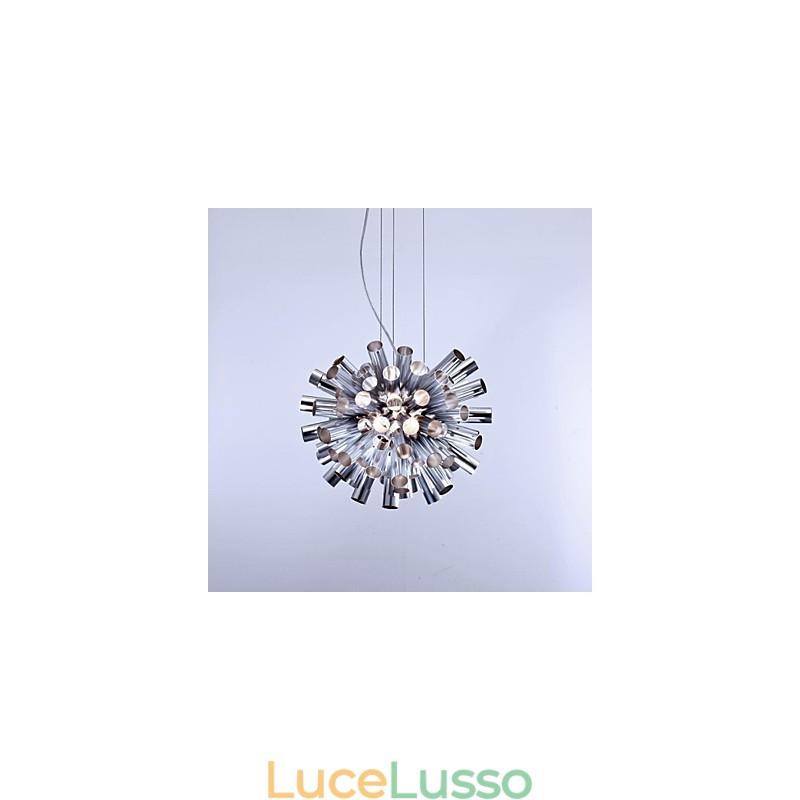 Lampada a sospensione moderna e contemporanea in metallo spazzolato