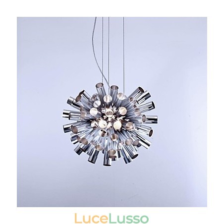 Lampada a sospensione moderna e contemporanea in metallo spazzolato