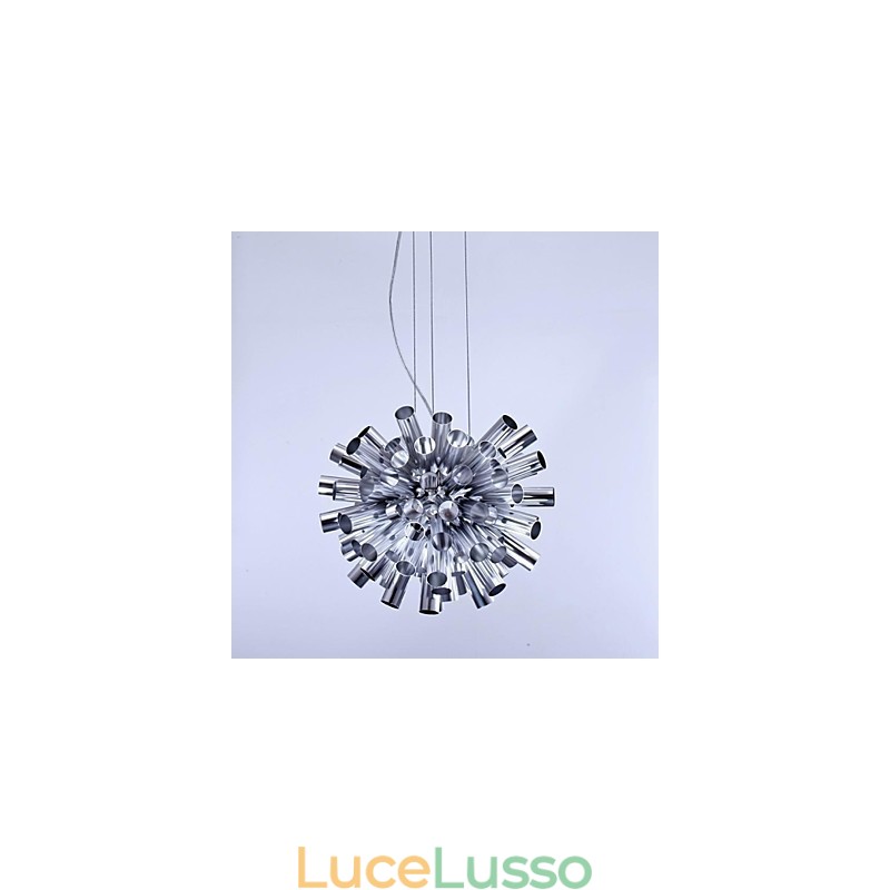 Lampada a sospensione moderna e contemporanea in metallo spazzolato