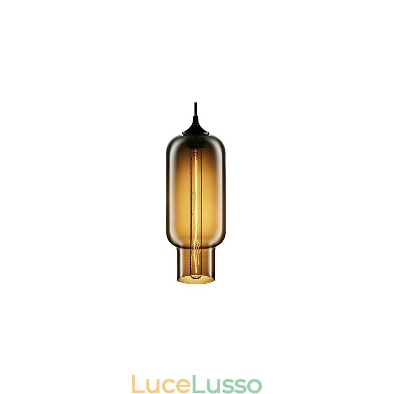 Lampada a sospensione moderna in vetro da 70 W con design a bolle marroni