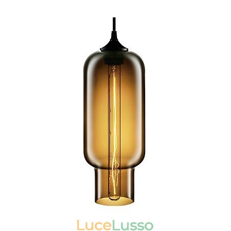 Lampada a sospensione moderna in vetro da 70 W con design a bolle marroni Lampada a sospensione moderna in vetro da 70 W con design a bolle marroni