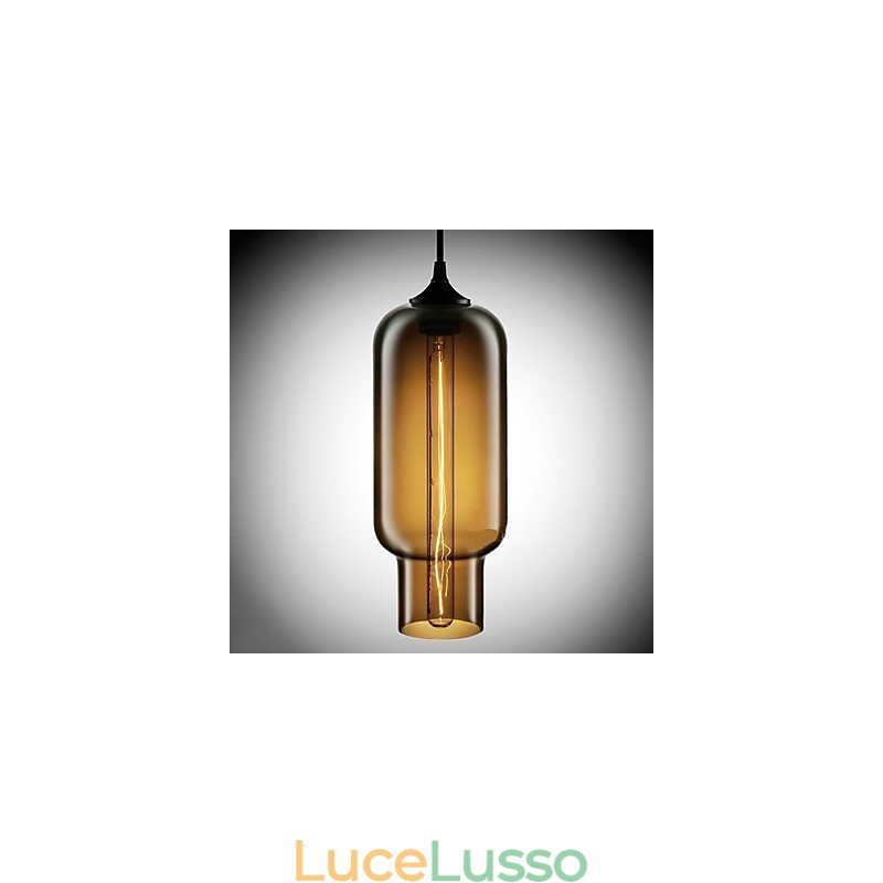 Lampada a sospensione moderna in vetro da 70 W con design a bolle marroni
