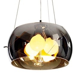 Lampada a sospensione moderna e pittoresca in stile italiano a 3 luci con paralume nero trasparente