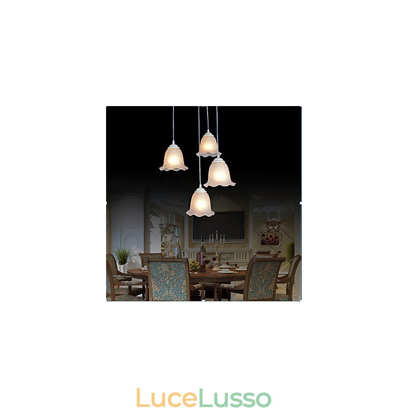 Pendente quattro luci bianco europeo retrò classico
