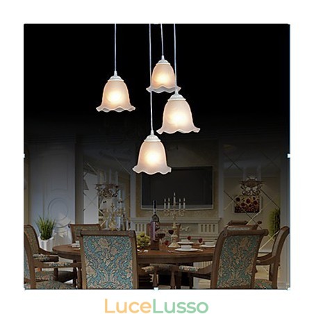 Pendente quattro luci bianco europeo retrò classico Pendente quattro luci bianco europeo retrò classico