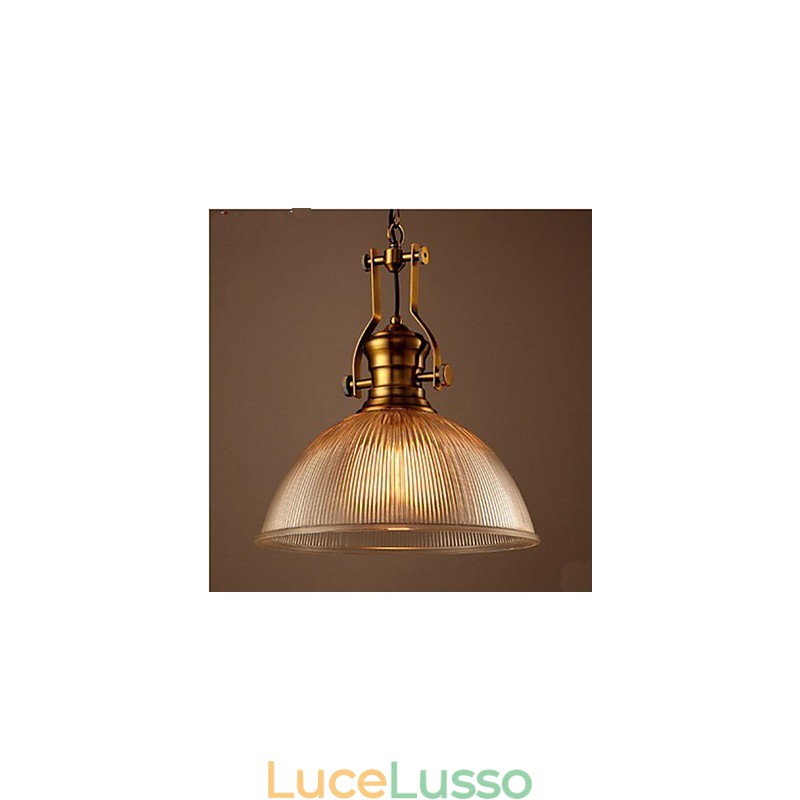 Lampadario in vetro trasparente a testa singola europeo retrò americano