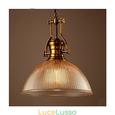 Lampadario in vetro trasparente a testa singola europeo retrò americano Lampadario in vetro trasparente a testa singola europeo retrò americano