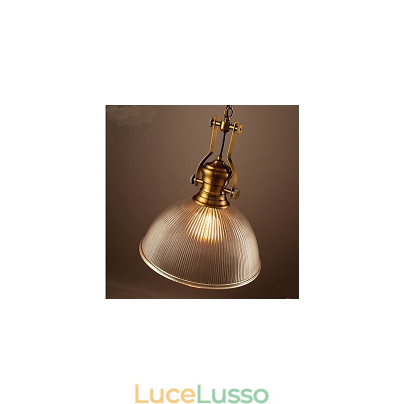 Lampadario in vetro trasparente a testa singola europeo retrò americano