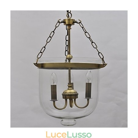 Lampadario in vetro a forma di campana del tempio d'epoca in stile country americano