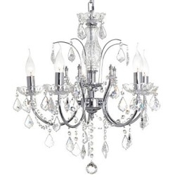 Lampadario tradizionale classico in metallo cromato di cristallo