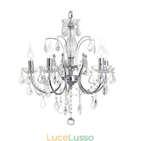 Lampadario tradizionale classico in metallo cromato di cristallo Lampadario tradizionale classico in metallo cromato di cristallo