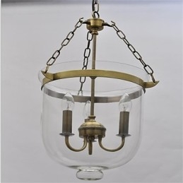 Lampadario in vetro a forma di campana del tempio d'epoca in stile country americano