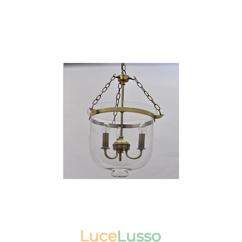 Lampadario in vetro a forma di campana del tempio d'epoca in stile country americano