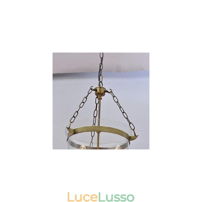 Lampadario in vetro a forma di campana del tempio d'epoca in stile country americano