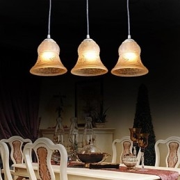 Lampadario bianco a tre luci con paralume in vetro dorato a mano, classico retrò europeo
