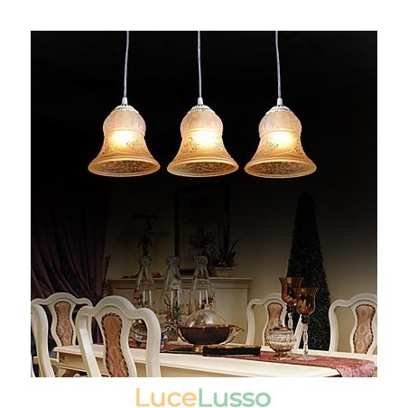 Lampadario bianco a tre luci con paralume in vetro dorato a mano, classico retrò europeo Lampadario bianco a tre luci con paralume in vetro dorato a mano, classico retrò europeo