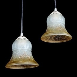 Lampadario bianco a tre luci con paralume in vetro dorato a mano, classico retrò europeo