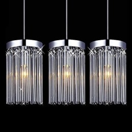 Lampada a sospensione moderna a 3 luci con asta in vetro