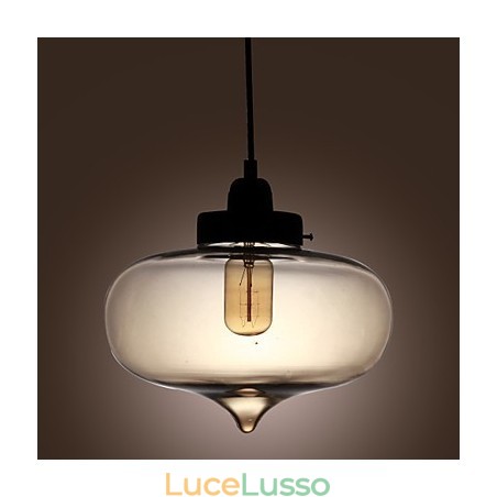 Lampada a sospensione in vetro trasparente con design a bolle marroni Lampada a sospensione in vetro trasparente con design a bolle marroni