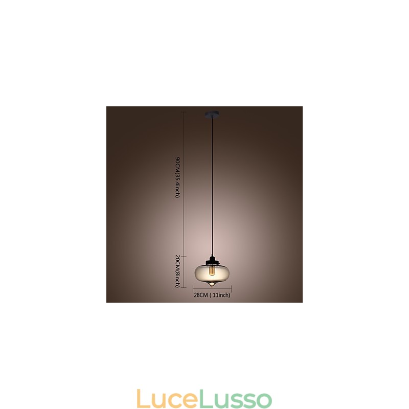 Lampada a sospensione in vetro trasparente con design a bolle marroni