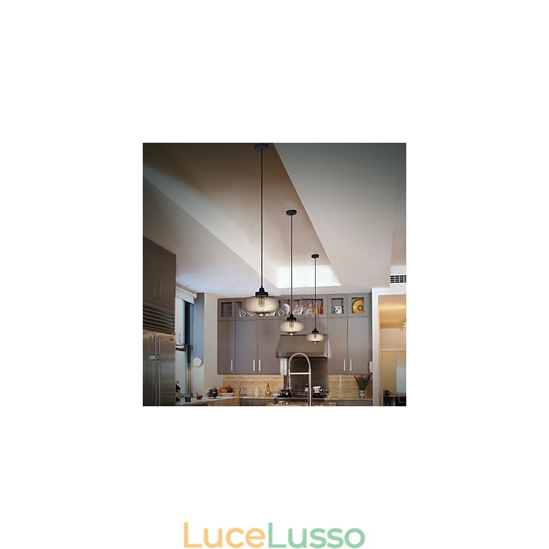 Lampada a sospensione in vetro trasparente con design a bolle marroni