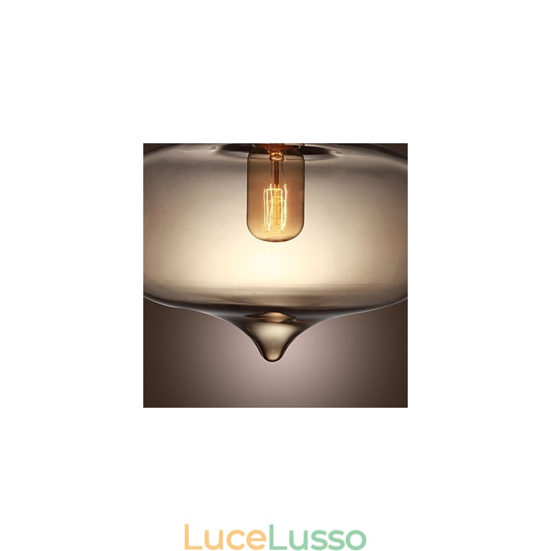 Lampada a sospensione in vetro trasparente con design a bolle marroni