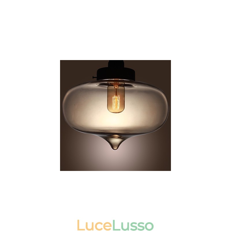 Lampada a sospensione in vetro trasparente con design a bolle marroni