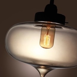 Lampada a sospensione in vetro trasparente con design a bolle marroni