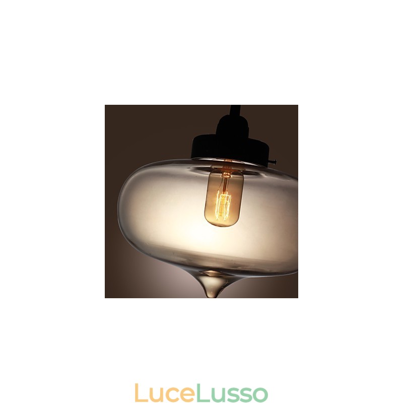 Lampada a sospensione in vetro trasparente con design a bolle marroni