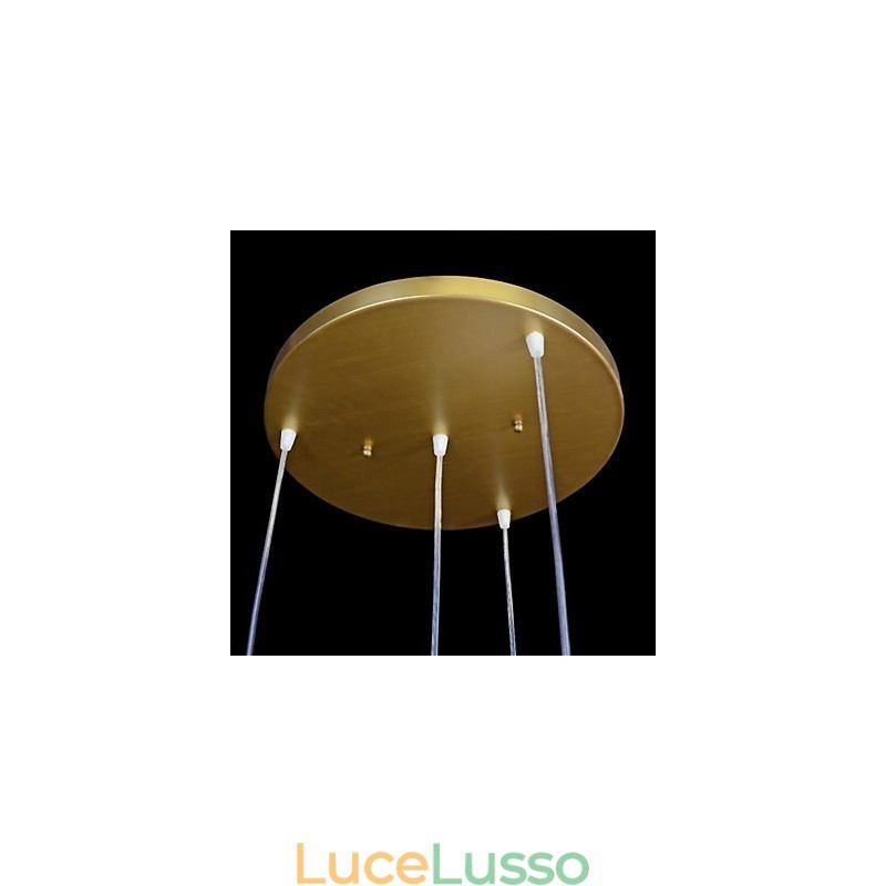 Pendente in bronzo con quattro luci, paralume in vetro, modello europeo retrò classico