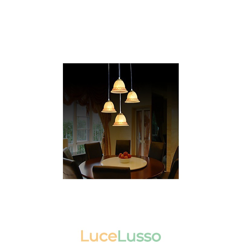 Pendente quattro luci bronzo europeo retrò classico