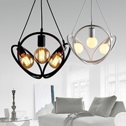 Lampadario a sospensione a 3 luci, tradizionale, classico, retrò, in metallo