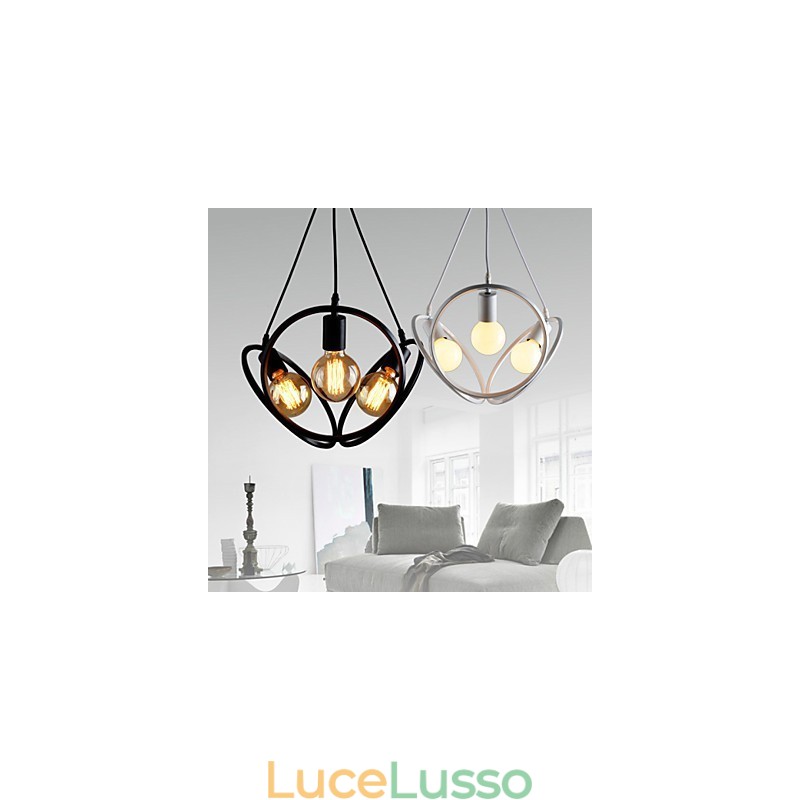 Lampadario a sospensione a 3 luci, tradizionale, classico, retrò, in metallo