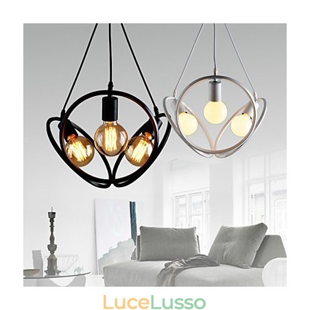 Lampadario a sospensione a 3 luci, tradizionale, classico, retrò, in metallo Lampadario a sospensione a 3 luci, tradizionale, classico, retrò, in metallo