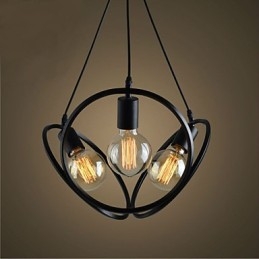 Lampadario a sospensione a 3 luci, tradizionale, classico, retrò, in metallo