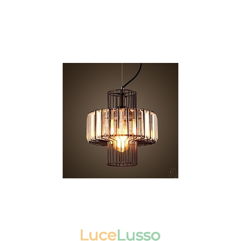 Lampada a sospensione piccola in cristallo stile country americano