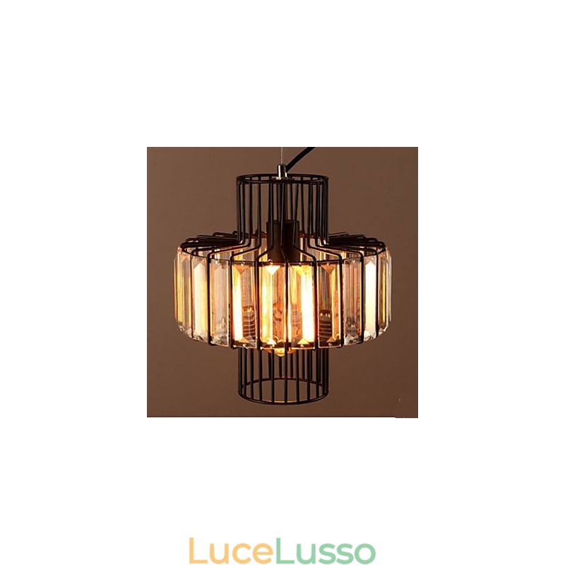 Lampada a sospensione piccola in cristallo stile country americano