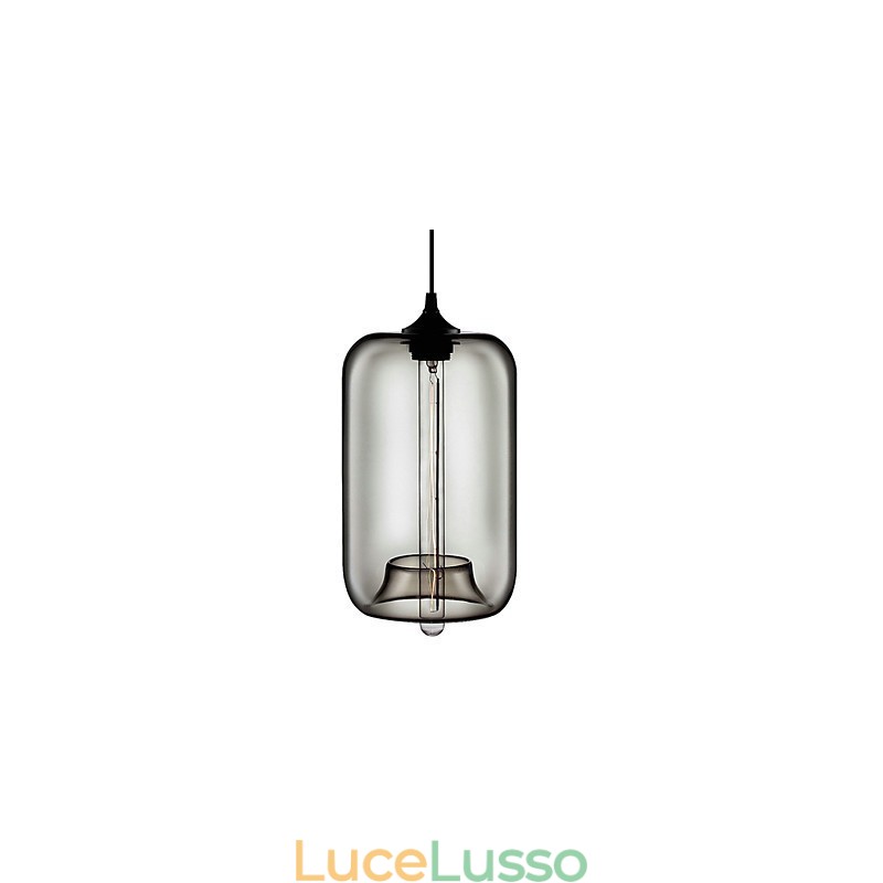 Lampada a sospensione in vetro trasparente da 70 W con design a bolle nere