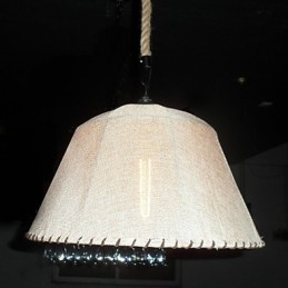 Lampada a sospensione retrò in stile nordamericano a 1 luce con paralume in tessuto